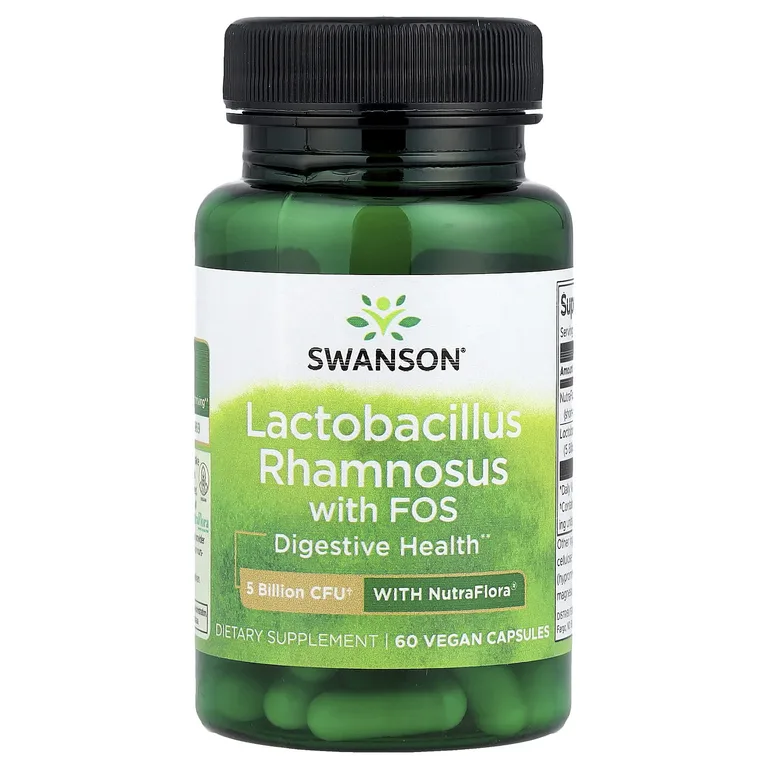 Swanson Vitamins, лактобактерии рамнозус с ФОС, 60 веганских капсул