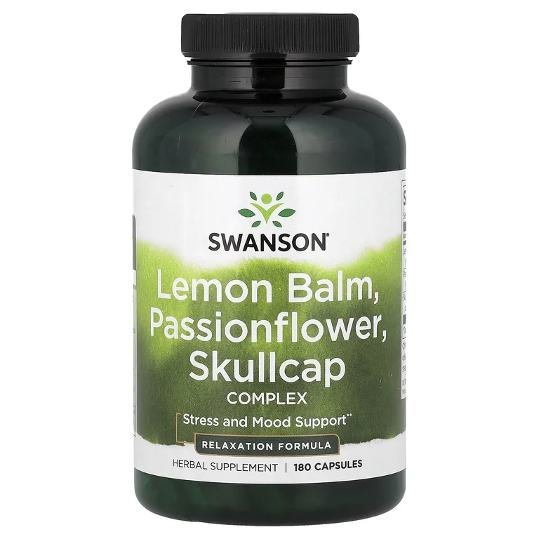 Swanson Vitamins, Мелисса, пассифлора, комплекс для тюбетейки, 180 капсул
