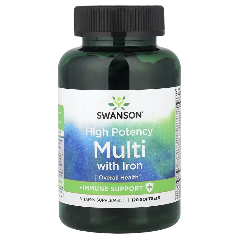 Swanson Vitamins, мультивитамины с железом, высокая эффективность, 120 капсул