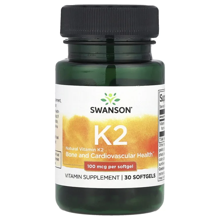 Swanson Vitamins, Натуральный витамин K2, 100 мкг, 30 мягких таблеток