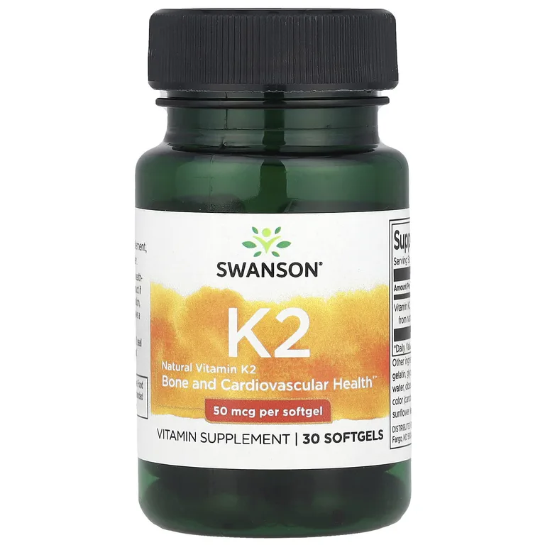 Swanson Vitamins, Натуральный витамин K2, 50 мкг, 30 мягких таблеток