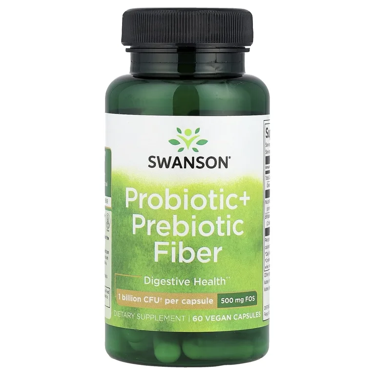 Swanson Vitamins, пробиотик и пребиотическая клетчатка, 60 веганских капсул