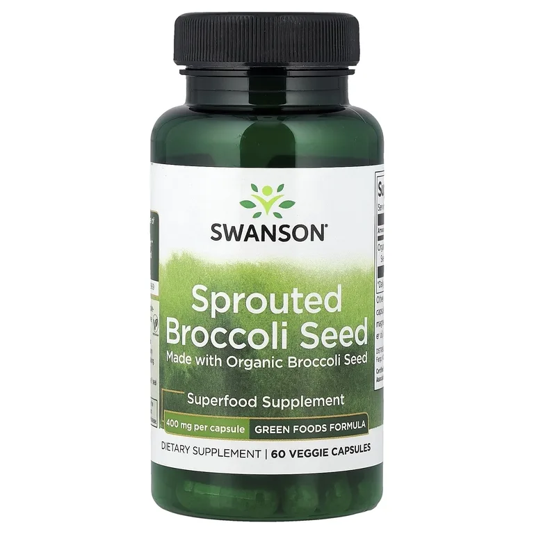 Swanson Vitamins, Пророщенные семена брокколи, 400 мг, 60 растительных капсул