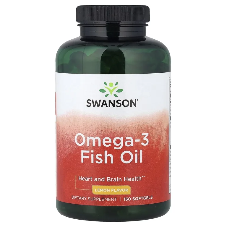 Swanson Vitamins, Рыбий жир с омега-3, лимон, 150 капсул