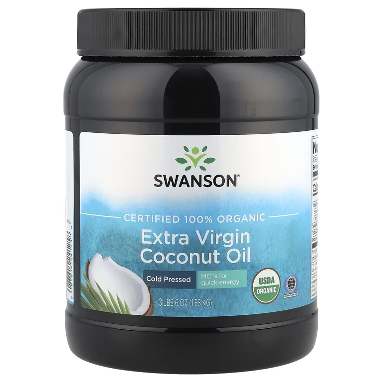 Swanson Vitamins, Сертифицированное 100% органическое кокосовое масло первого отжима, 1,53 кг (3 фунта 6 унций)