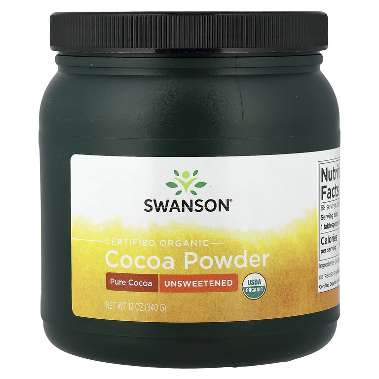 Swanson Vitamins, Сертифицированный органический какао-порошок, несладкий, 340 г (12 унций)