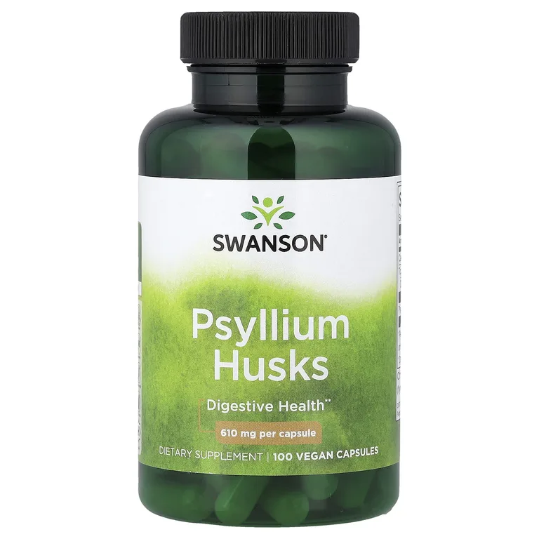 Swanson Vitamins, шелуха семян подорожника, 610 мг, 100 веганских капсул