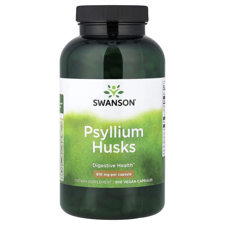 Swanson Vitamins, шелуха семян подорожника, 610 мг, 300 веганских капсул