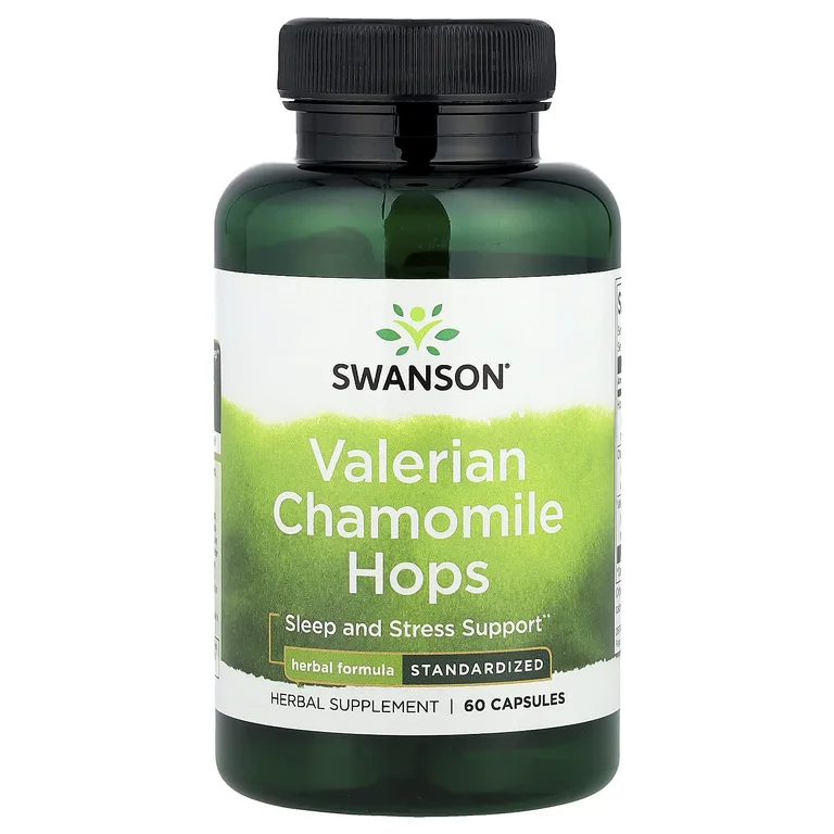 Swanson Vitamins, Валериана и ромашка, хмель, 60 капсул
