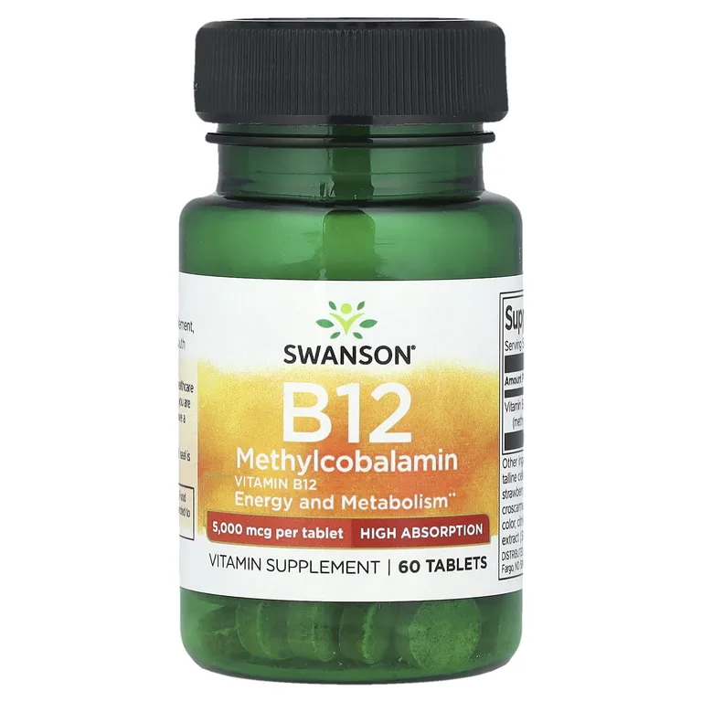 Swanson Vitamins, витамин B12, метилкобаламин, 5000 мкг, 60 таблеток