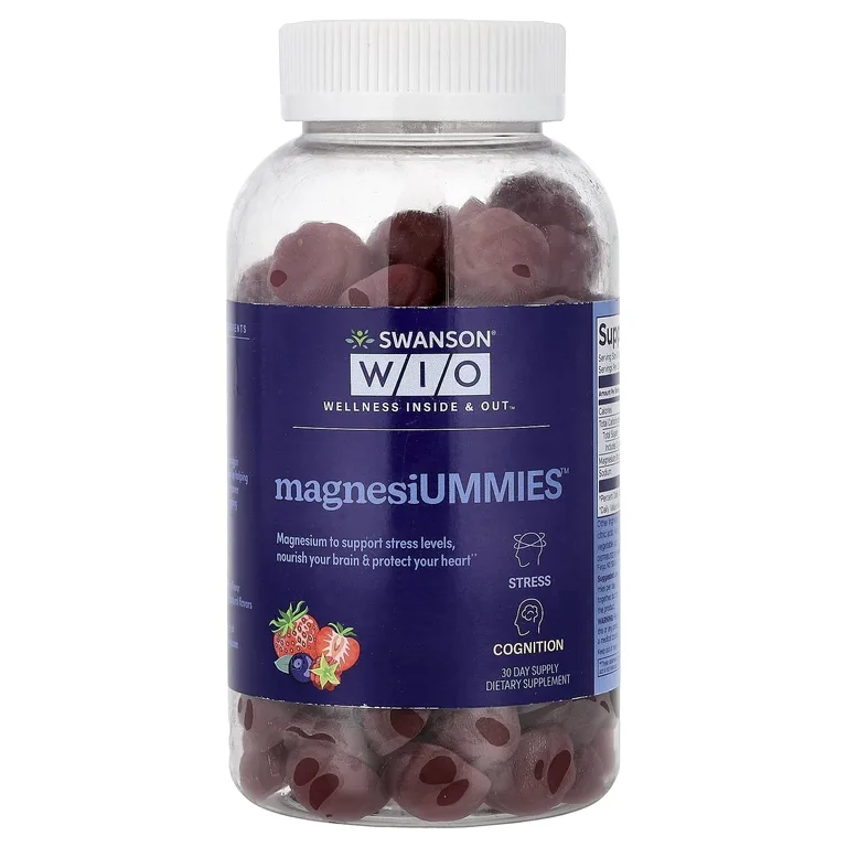 Swanson WIO, Magnesiummies™, ягодный вкус, 60 жевательных таблеток (100 мг в 1 таблетке)