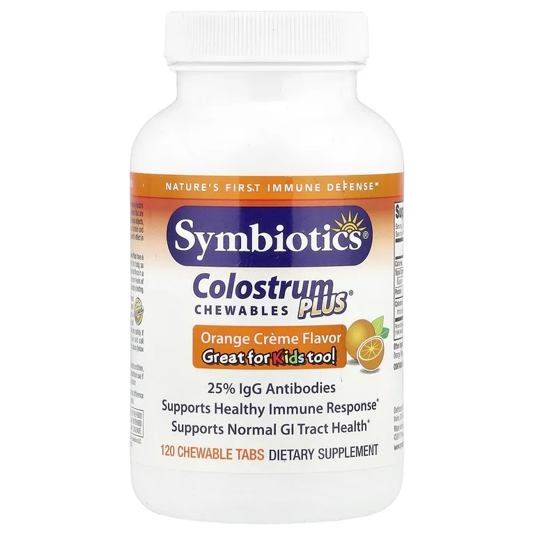 Symbiotics, молозиво, вкус апельсиновый крем, 120 жевательных таблеток