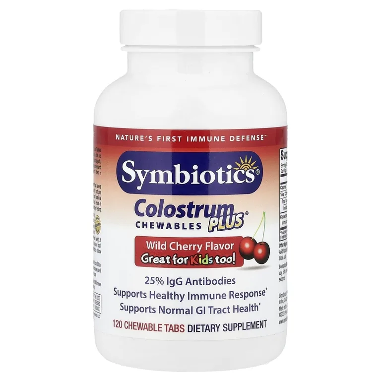 Symbiotics, жевательные таблетки с молозивом, со вкусом черешни, 120 жевательных таблеток