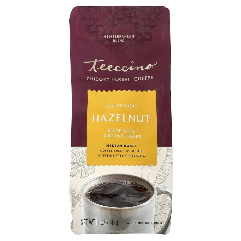 Teeccino, Кофе с цикорием на основе трав, фундук, средней прожарки, без кофеина, 312 г (11 унций)