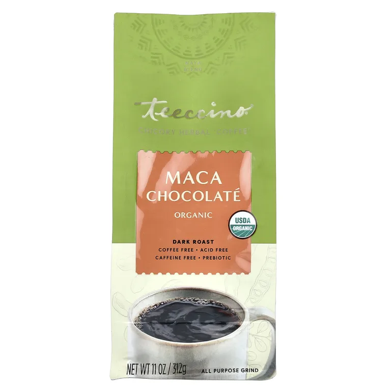 Teeccino, органический травяной кофе из цикория, шоколад и мака, темная обжарка, без кофеина, 312 г (11 унций)