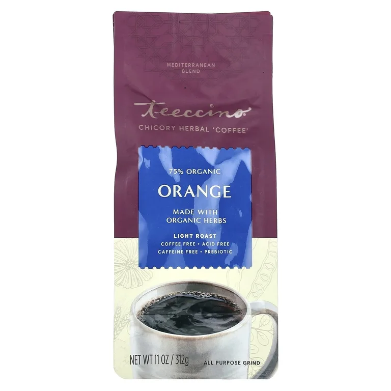 Teeccino, травяной кофе из цикория, апельсин, легкая обжарка, без кофеина, 312 г (11 унций)
