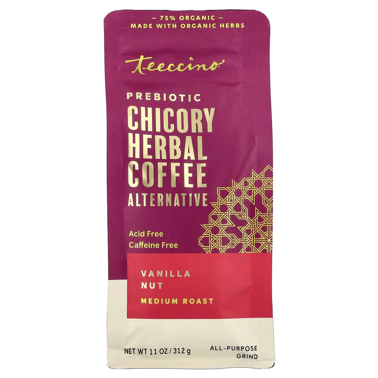 Teeccino, травяной кофе из цикория, со вкусом ванили и ореха, средняя прожарка, без кофеина, 312 г (11 унций)