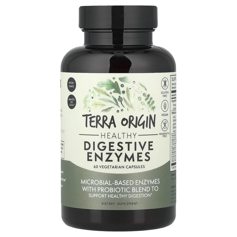 Terra Origin, полезные пищеварительные ферменты, 60 вегетарианских капсул