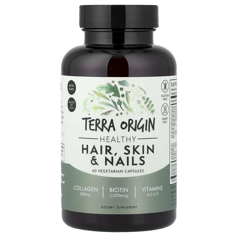 Terra Origin, здоровье волос, кожи и ногтей, 60 вегетарианских капсул
