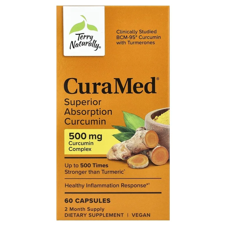 Terry Naturally, CuraMed, куркумин с улучшенным усвоением, 500 мг, 60 капсул