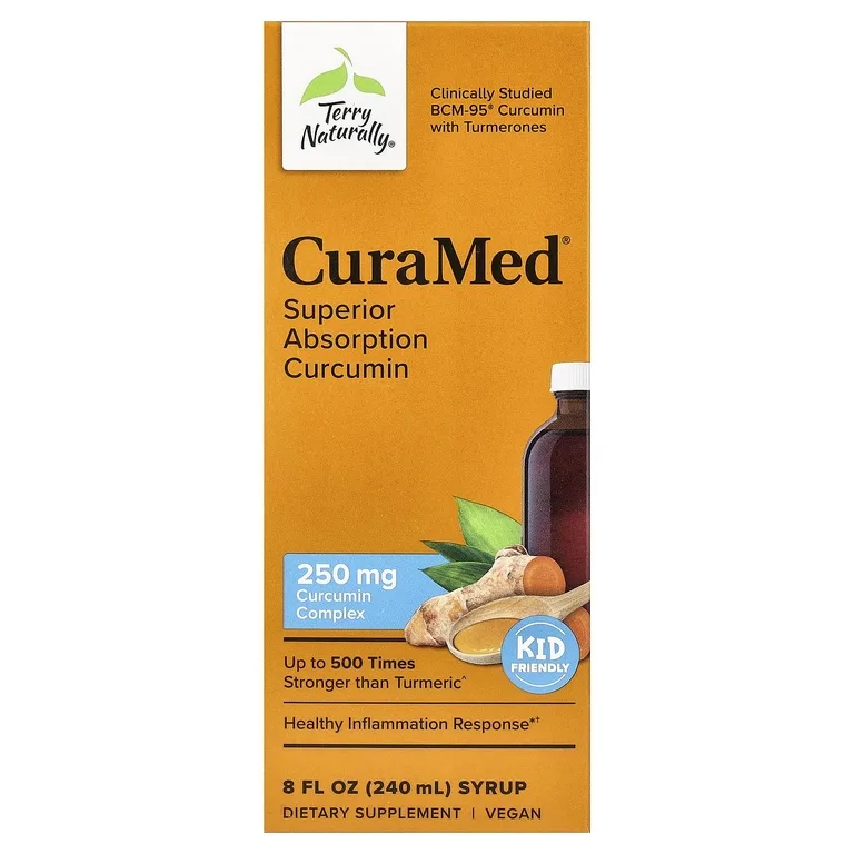 Terry Naturally, CuraMed, сироп, куркумин с улучшенной усвояемостью, 250 мг, 240 мл (8 жидк. унций)
