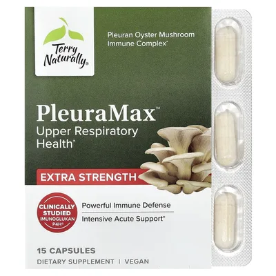 Terry Naturally, PleuraMax™, добавка для здоровья верхних дыхательных путей, 15 капсул