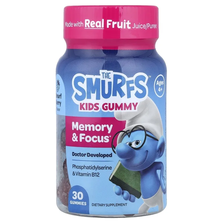 The Smurfs, Kids Gummy, для памяти и концентрации, от 4 лет, смурфики, 30 жевательных таблеток