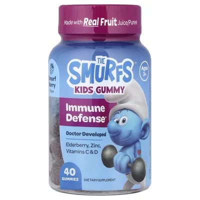 The Smurfs, жевательная добавка для укрепления иммунитета, для детей от 3 лет, ягодный вкус, 40 жевательных конфет