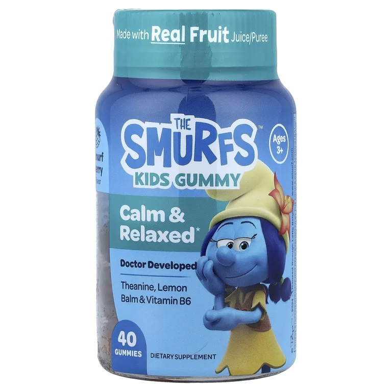 The Smurfs, Жевательные таблетки для детей, спокойствие и расслабление, для возраста 3+, ягоды смурфики, 40 жевательных конфет