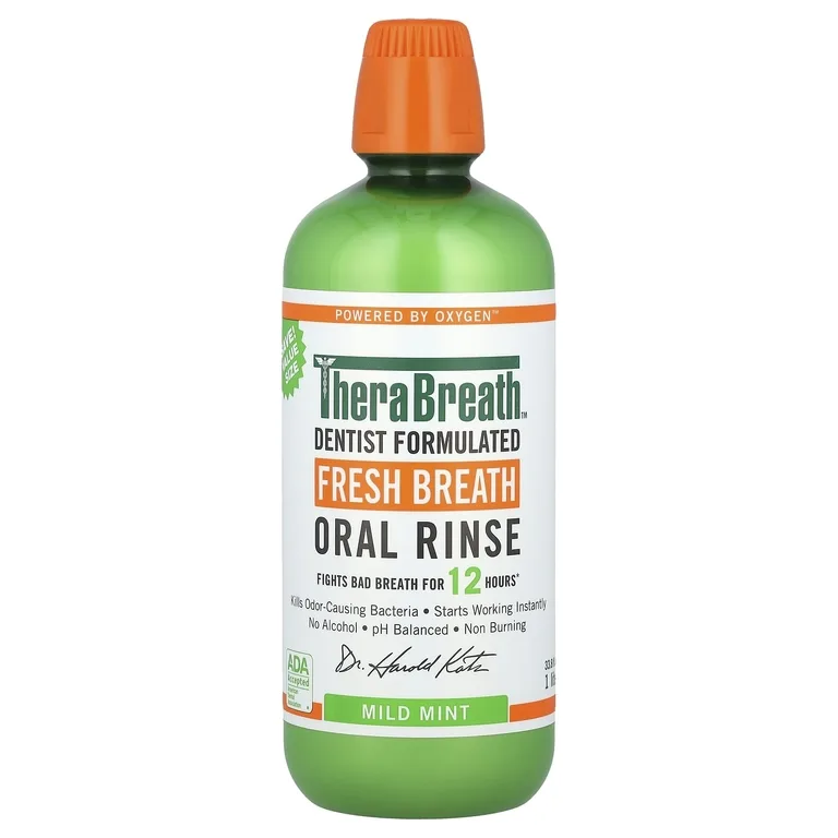 TheraBreath, Ополаскиватель для полости рта Fresh Breath, мягкая мята, 1 л (33,8 жидк. унц.)