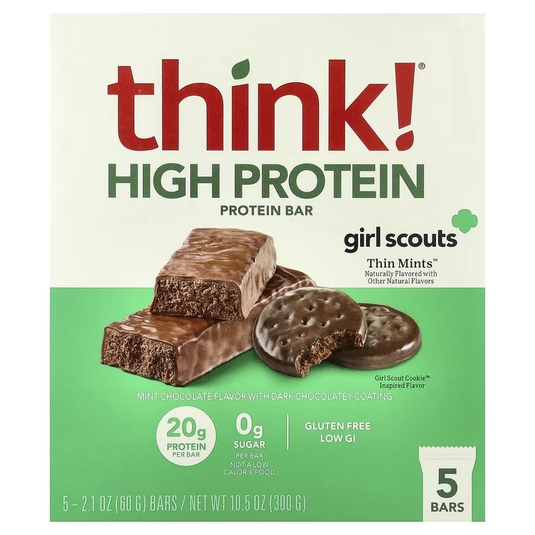 think!, батончики с высоким содержанием протеина, Thin Mints™, 5 батончиков по 60 г (2,1 унции)