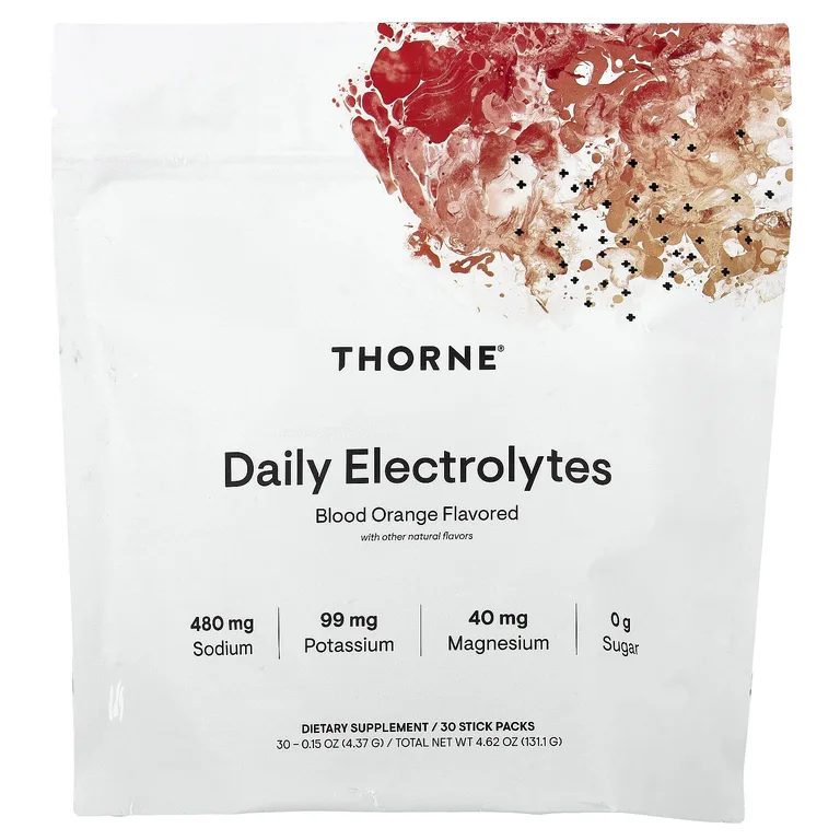 Thorne, ежедневные электролиты, красный апельсин, 30 пакетиков по 4,37 г (0,15 унции)