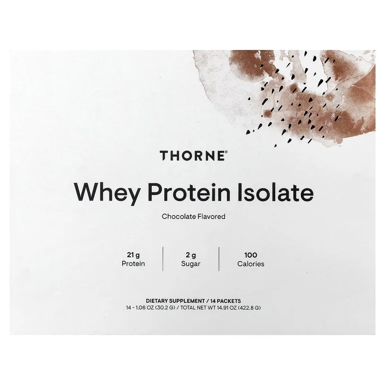 Thorne, Изолят сывороточного протеина, шоколад, 14 пакетиков по 30,2 г (1,06 унции)