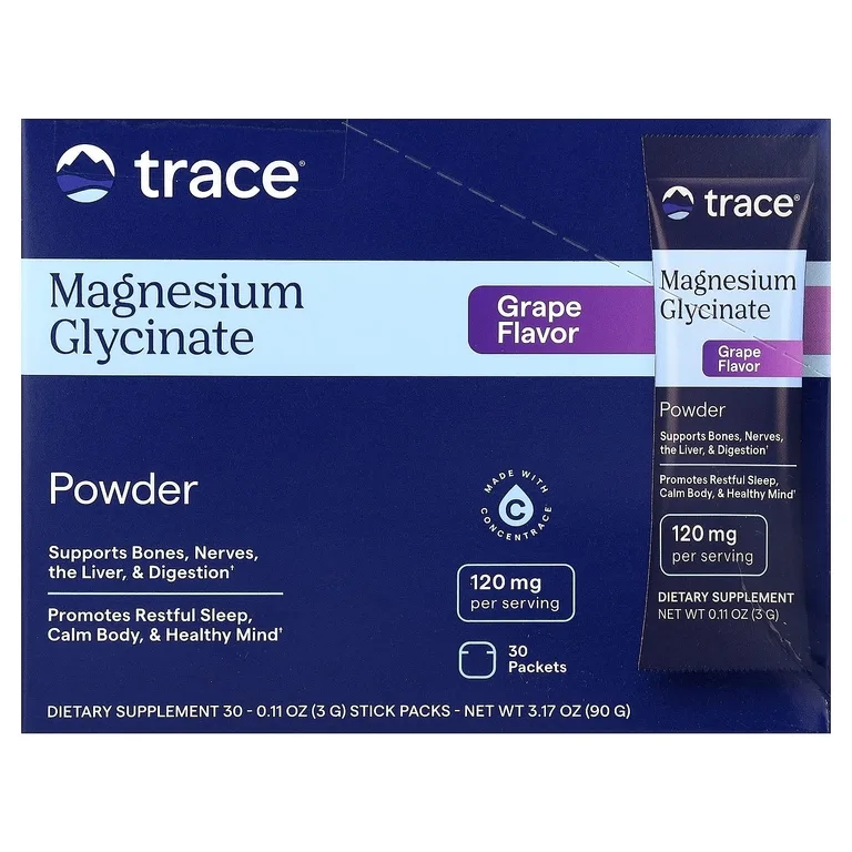 Trace, Порошок глицината магния, виноград, 30 пакетиков по 3 г (0,11 унции)