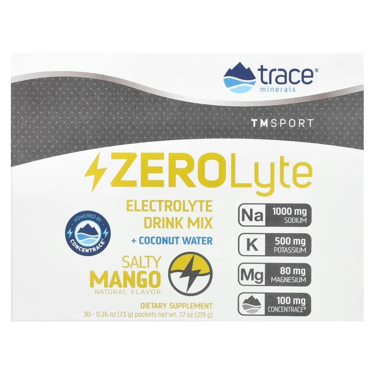 Trace, TM Sport, ZEROLyte, смесь для приготовления электролитического напитка, со вкусом соленого манго, 30 пакетиков по 7,3 г (0,26 унции)
