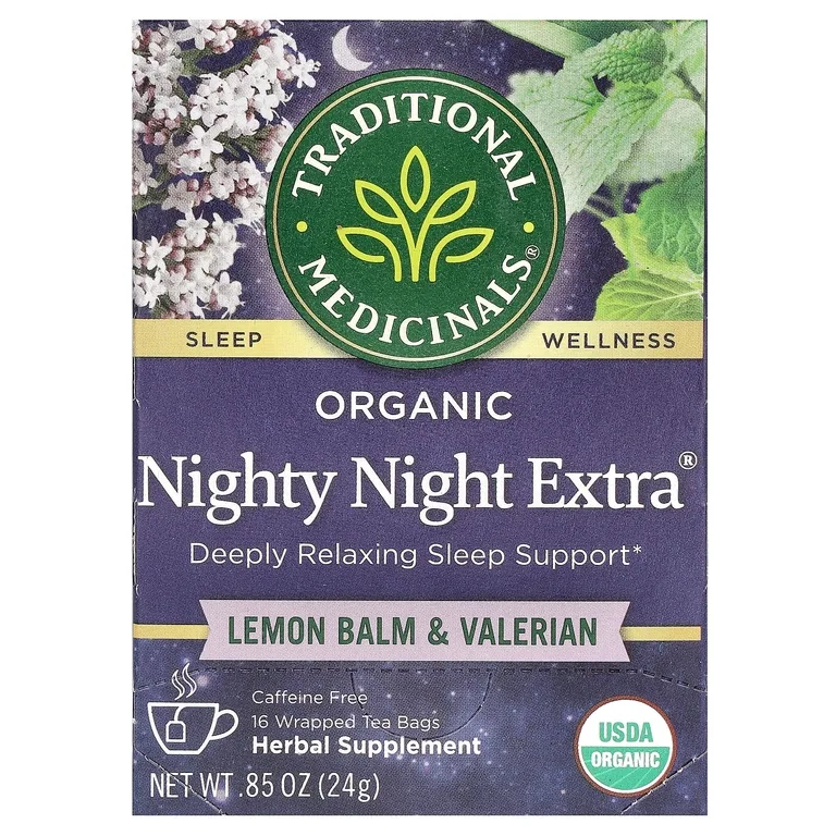 Traditional Medicinals, мелисса и валериана, без кофеина, 16 чайных пакетиков, 24 г (0,85 унции)