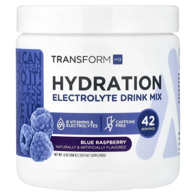 TransformHQ, Hydration, смесь для приготовления напитка с электролитами, без кофеина, голубая малина, 168 г (6 унций)
