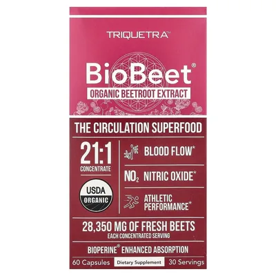 Triquetra Health, BioBeet®, экстракт органической свеклы, 60 капсул
