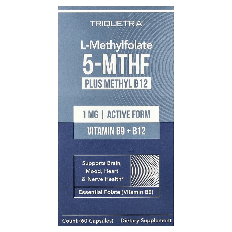 Triquetra Health, L-метилфолат 5 MTHF и метил B12, 60 капсул