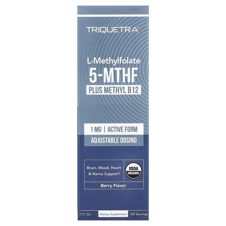Triquetra Health, L-метилфолат 5-MTHF с метилом B12, ягода, 1 жидк. унция