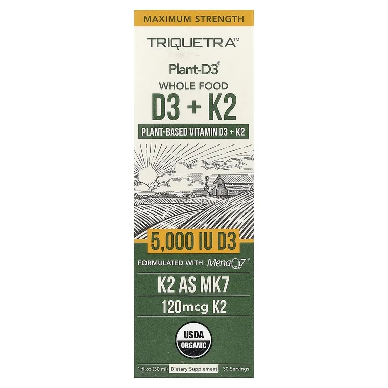Triquetra Health, Plant-D3®, цельнопищевые витамины D3 и K2, 30 мл (1 жидк. унция)