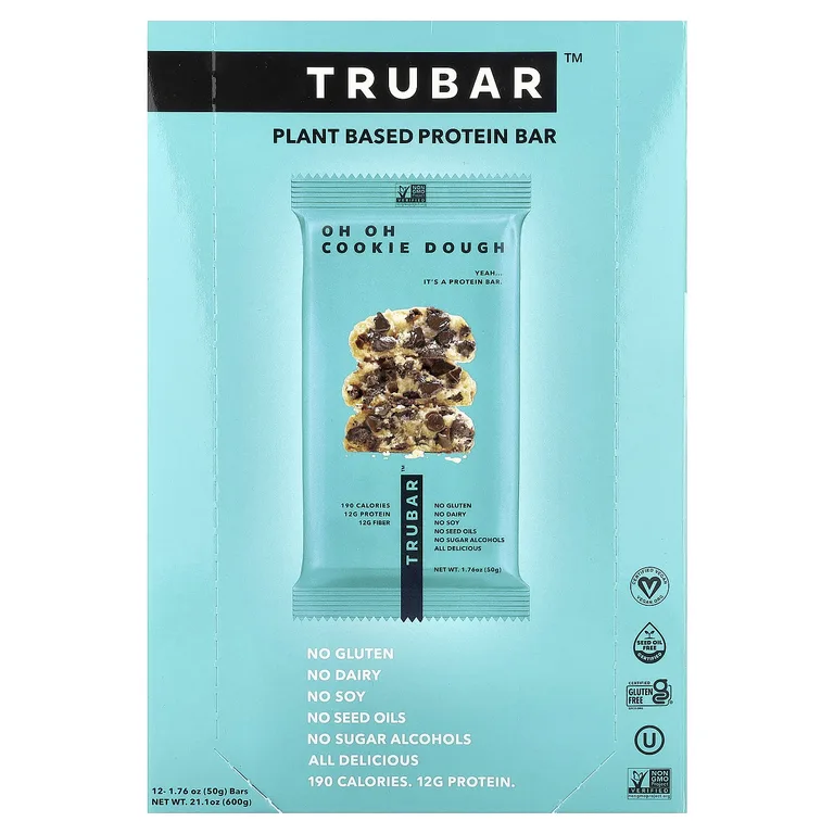 Trubar, Oh Oh, протеиновый батончик на растительной основе, заварное печенье, 12 батончиков по 50 г (1,76 унции)