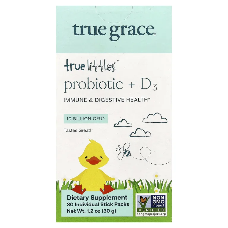 True Grace, True Littles™ Probiotic + D3, 30 Individual Stick Packs, 0.04 oz (1 g) Each