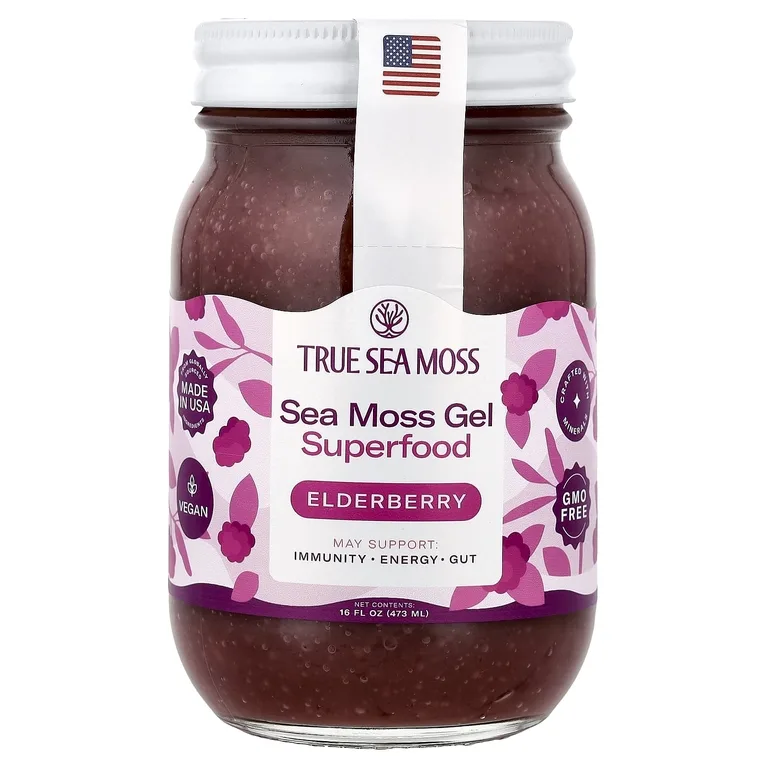True Sea Moss, гель из морского мха, суперфуд, бузина, 473 мл (16 жидк. унций)