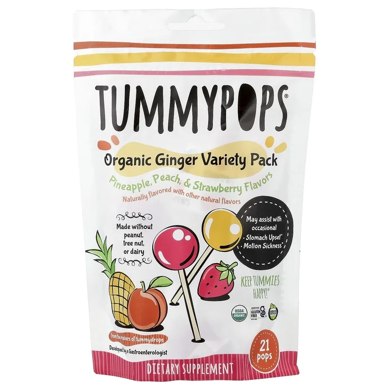 Tummydrops, Tummypops, органический ассорти имбиря, 21 ассорти
