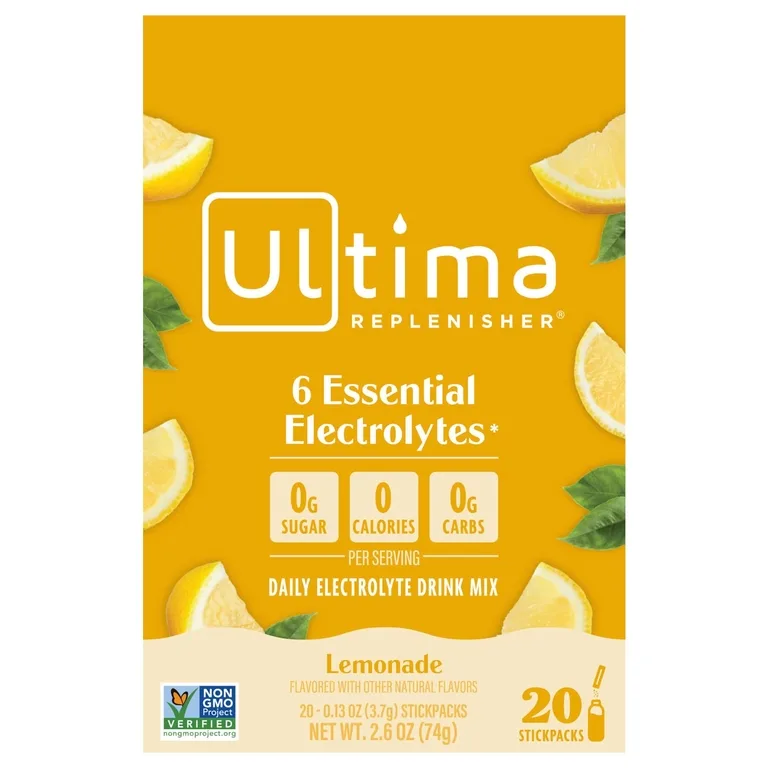 Ultima Replenisher, смесь для приготовления электролитического напитка, со вкусом лимонада, 20 стиков, 3,7 г (0,13 унции) каждый
