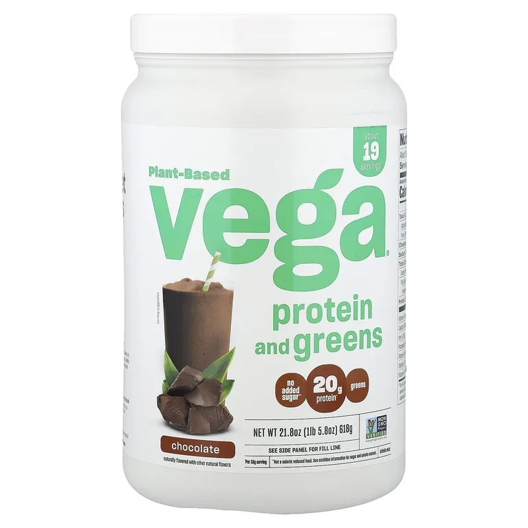 Vega, растительный протеин и зелень, шоколад, 618 г (1 фунт 5,8 унции)