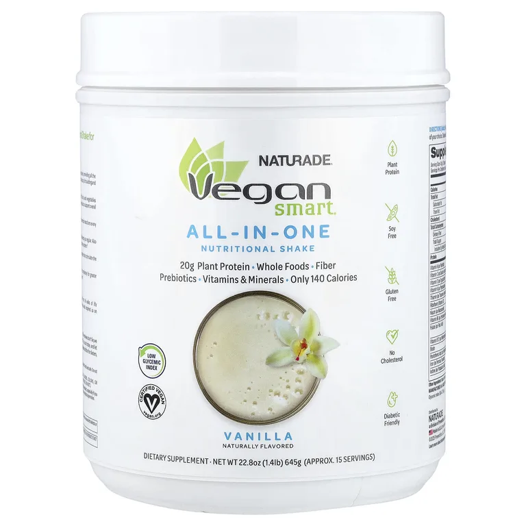 VeganSmart, Naturade®, универсальный питательный коктейль, со вкусом ванили, 645 г (1,4 фунта)