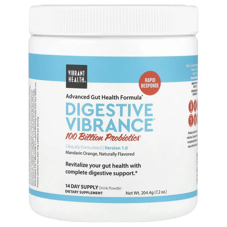 Vibrant Health, Digestive Vibrance, версия 1.0, мандаринский апельсин, 204,4 г (7,2 унции)