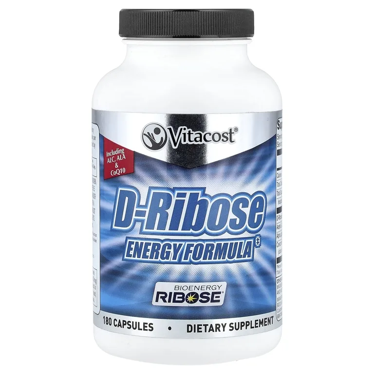 Vitacost, D-рибоза, энергетическая добавка, 180 капсул